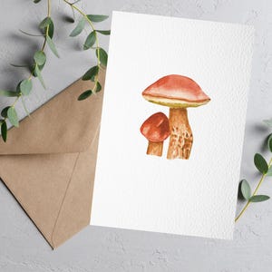 Penny Bun Mushroom Card | Birthday Card | Handmade Cottagecore Card | Watercolour Card | Personalised Cards | White or Brown