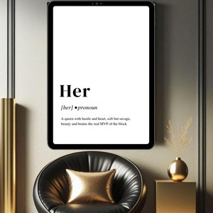 Trendy Her Wall Art Print Her Affirmation Wall Art, Love Definition, Her Definition, MVP definition, Digital Download, Definition Wall Art