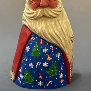 HAND carved original 11.5” tall “wrapping paper Santa” from 100 year old Cottonwood Bark.