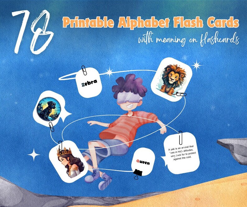 Printable Alphabet Flash Cards ,ABC Flashcards , Classroom Decor