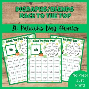 St Patricks Day Digraphs and Blends Phonics Game