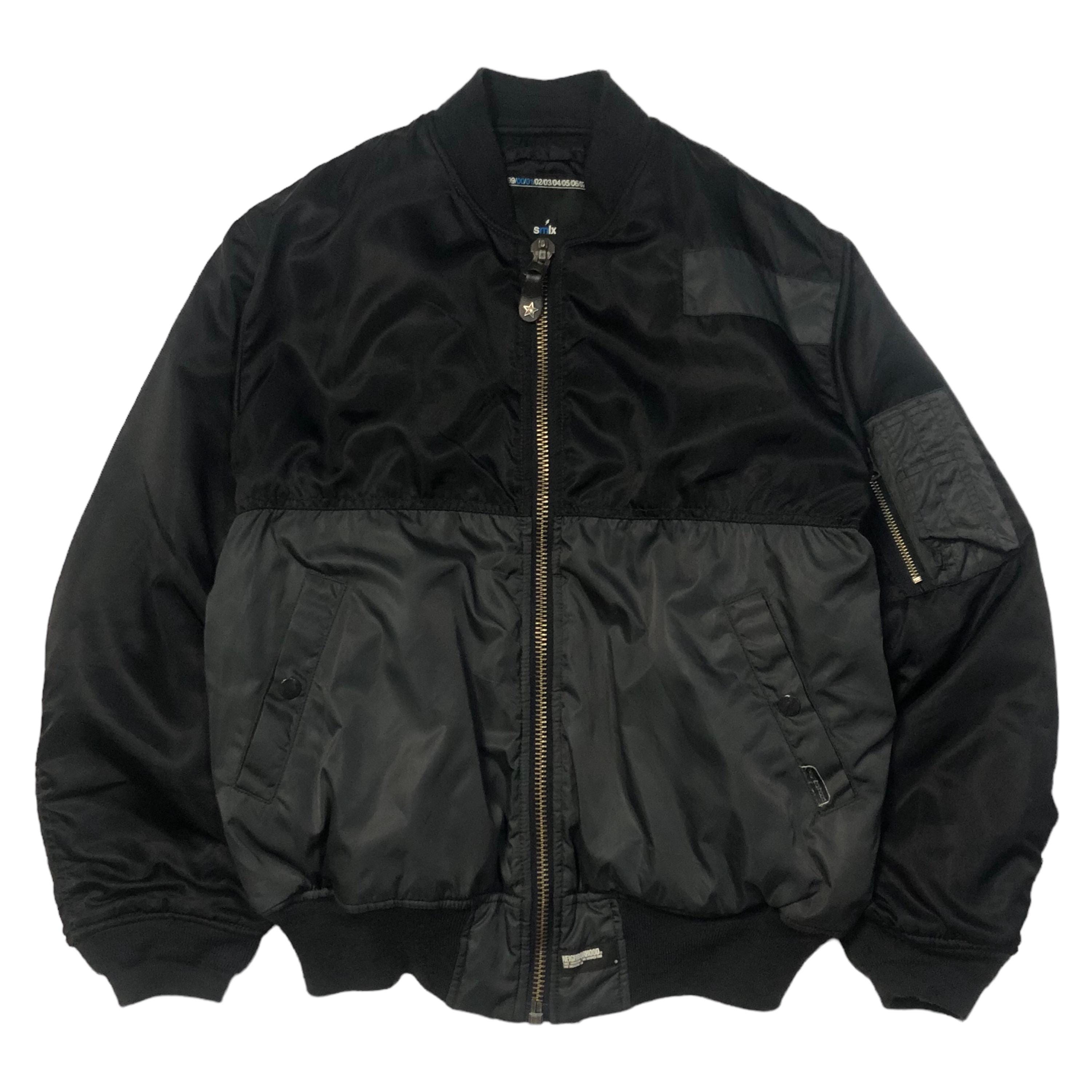 90s 00s archive bomber jacket 短丈 MA-1 90s Vintage MA-1 Bomber Jacket Blouson Full zip Black Orange