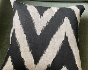 Black and white chevron striped cushion