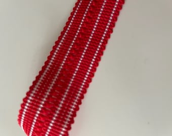 Vintage red and white striped ribbon