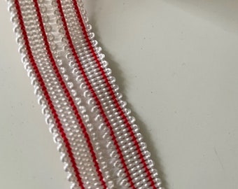 Vintage red and white striped ribbon