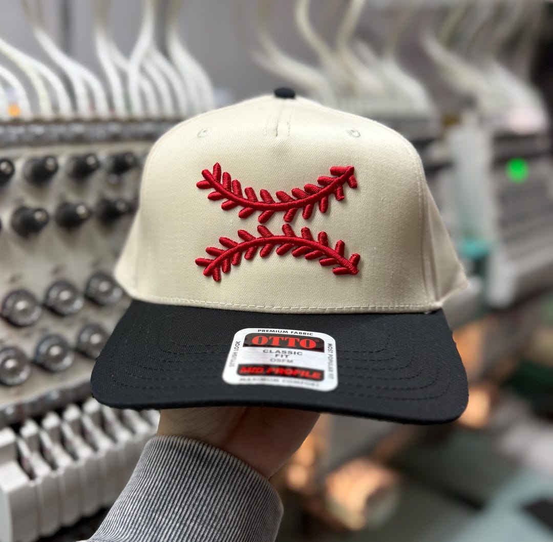 BASEBALL THREAD Embroidered Puff Hat - Etsy