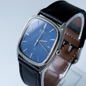 Seiko Quartz 7830-5210 Blue Tank/Rectangular Dial