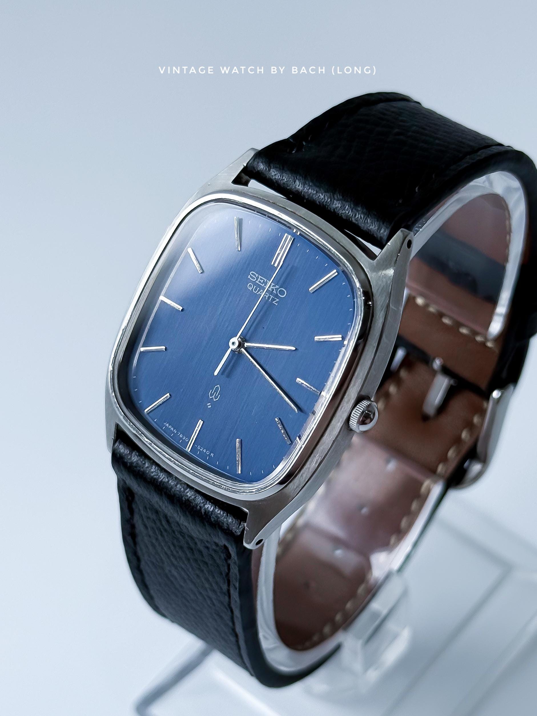 Seiko Quartz 7830-5210 Blue Tank/Rectangular Dial