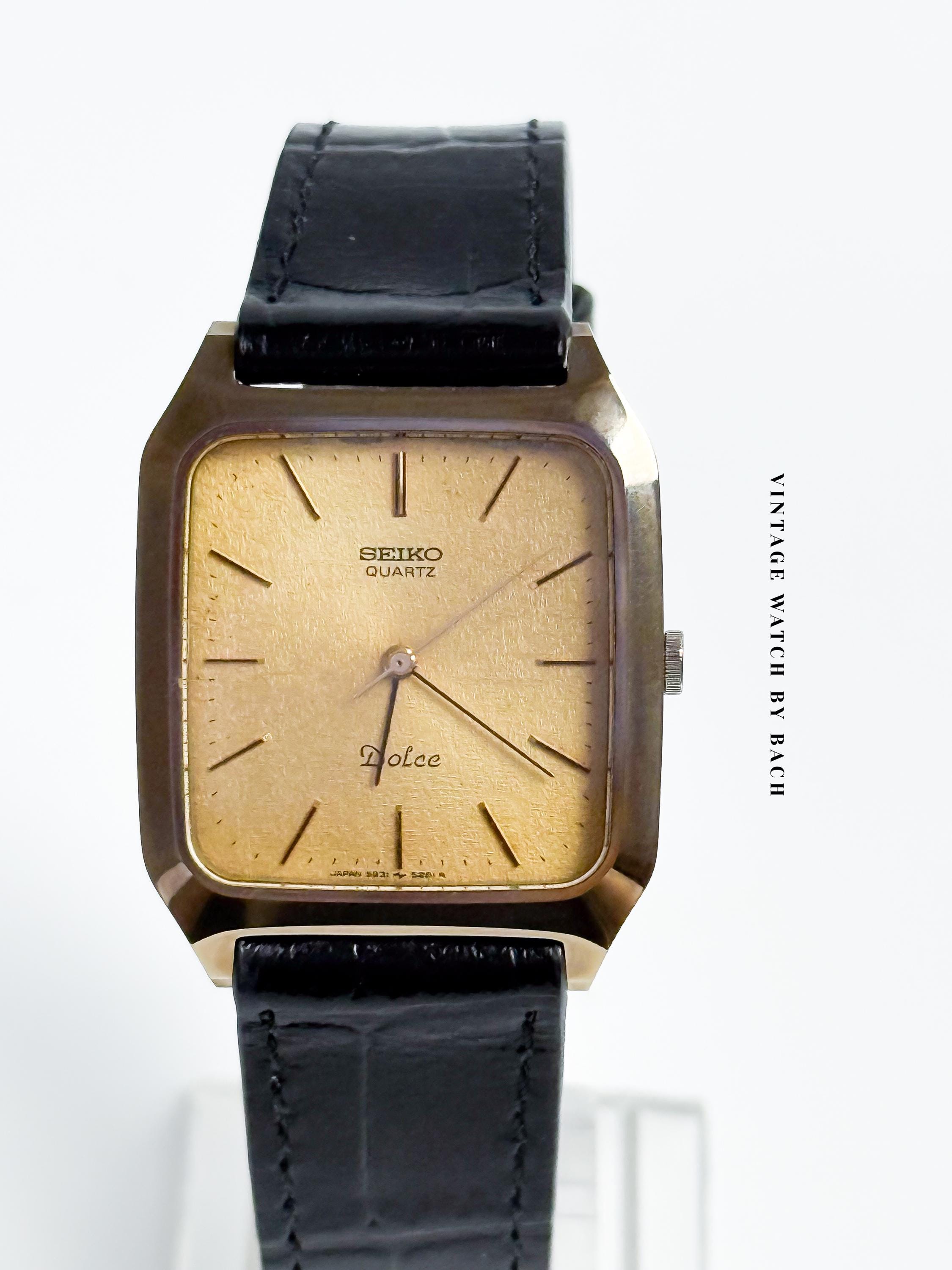 Vintage Seiko Dolce Tank Watch, 1981 NSAG Scratchproof Dress Watch