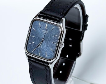 Vintage/ Old Money Seiko Tank Quartz 2621-5380 Textured Blue Dial - Price includes shipping + import duties + taxes (DDP)