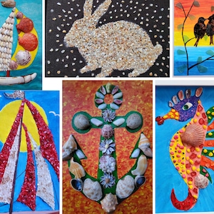 Paint and Sip event DIY Mosaic Art Kit with crystals, stones, shells, corporate event, wedding, Valentine&#39;s Day