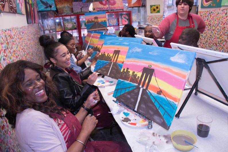 DIY Sip and Paint Party Art Kit for Adults with Pretraced Etsy