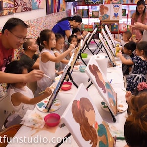 Paint Party Kit Birthday at Home DIY &quot;Sip & Paint&quot; Kit Children&#39;s Art Kit Pre-traced Canvas for Home Events! Price for one canvas per kit.