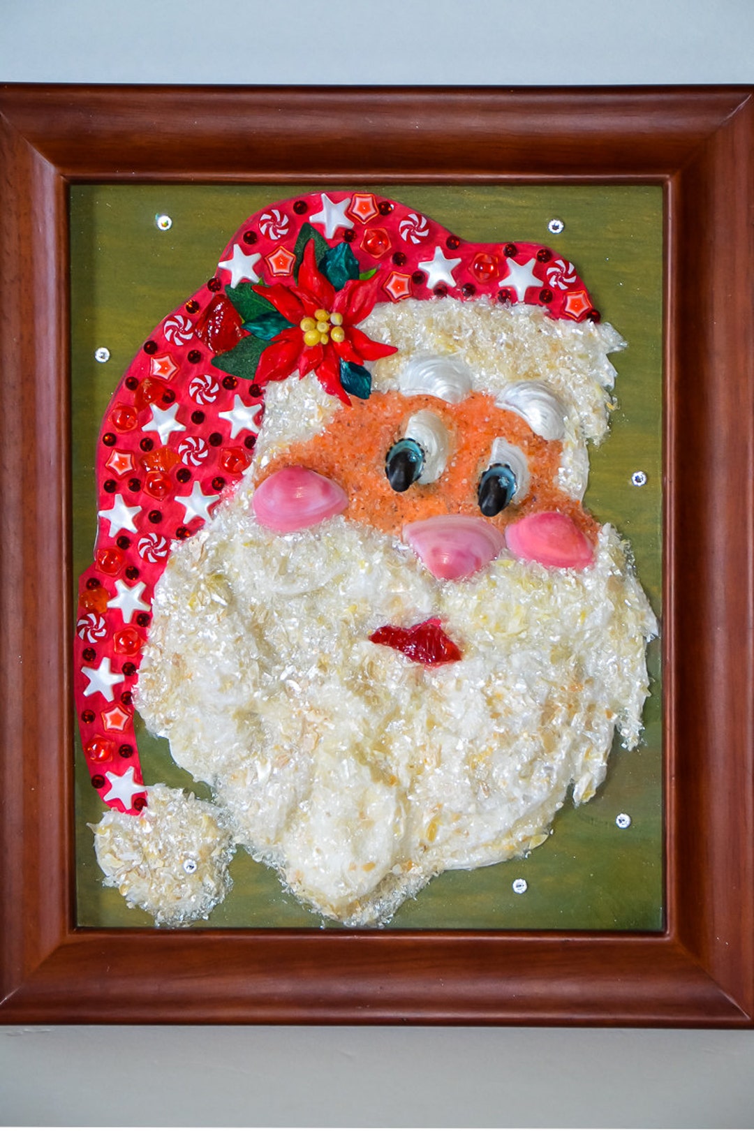 Unique Santa Unique Christmas Holiday Santa Claus Sparkling Greeting With Seashell ...