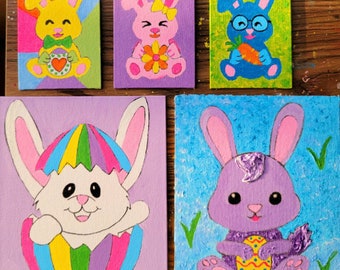 DIY Easter bunny painting all-inclusive art kit with step-by-step tutorial. Great for birthday painting events, gift, and craft creativity.