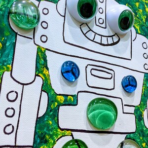 DIY Mosaic Wall Art Painting with crystal. Robot sparkling mosaic, painting for the fun time kid image 9