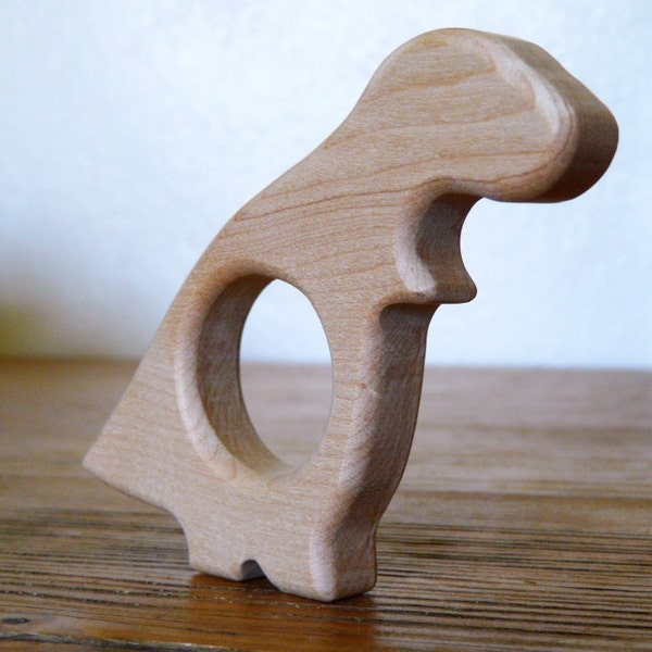 Little T-Rex TEETHING TOY - natural wooden teether for infants and toddlers