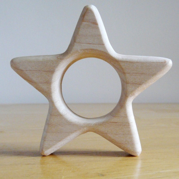 Little Star TEETHING TOY - natural wooden teether for infants and toddlers