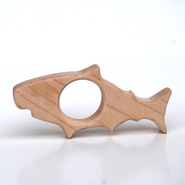 Little Shark TEETHING TOY - natural wooden teether for infants and toddlers