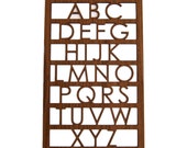 Alphabet Wood Wall Art, walnut modern childrens room nursery decor