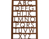 Alphabet Wood Wall Art, walnut modern childrens room nursery decor