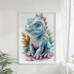 Baby Dinosaurier Poster, Dino Wandbild Digitaldruck, Kinderzimmer Dekoration, A4 A3 A2 A1, Kinderposter, Mädchen und Jungen
