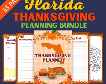 Florida Thanksgiving Planner - Holiday Printable PDF Digital File - 8.5x11 - To Do Lists