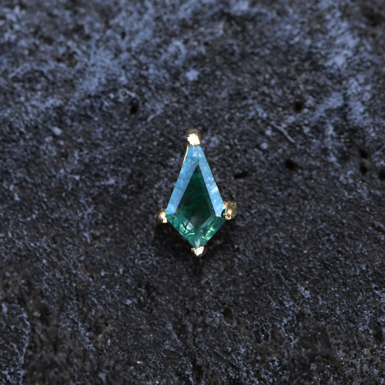 Kite Moss Agate Earring 925 Sterling Silver 14K Gold Filled Kite Moss Agate Push Pin Helix Daith