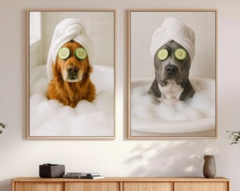 Dog Bathroom Art Print, Funny Bathroom Art Print, Dog Wall Art, Funny Bathroom Art, Custom Pet Portraits, Pet Gifts, Dog Wall Art