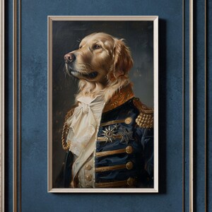 Custom Royal Pet Portrait: Renaissance Style Canvas Art
