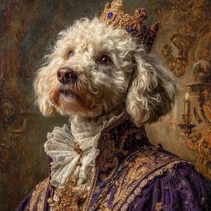 Custom Royal Pet Portrait: Renaissance Style Animal Painting