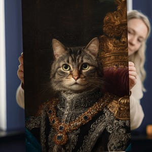 Custom Royal Pet Portrait: Renaissance Style Digital Painting