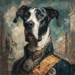 Custom Royal Pet Portrait: Renaissance Style Canvas Art