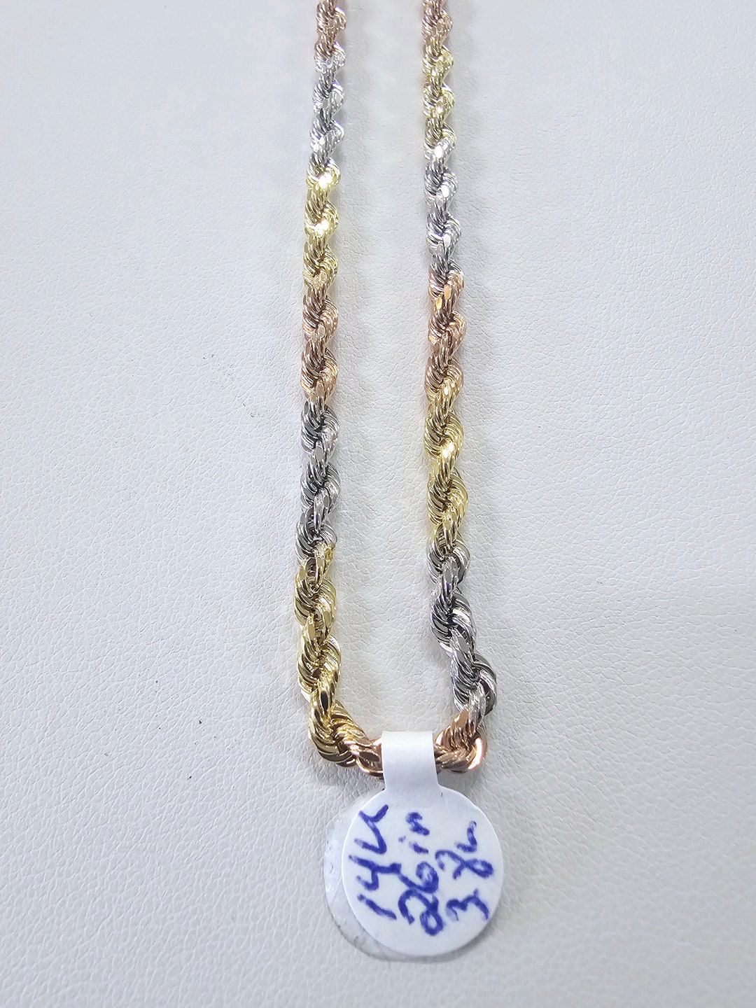 14k Tri Color 26inch 3.8mm Rope Chain - Etsy