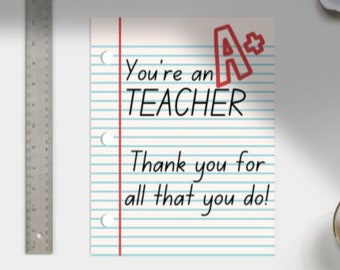 Teacher Appreciation Printable-Teacher Thank you - Teacher Gift - Digital Download