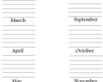 Birthday Calendar Printable - Wall Art - Digital Download - .JPEG .PDF