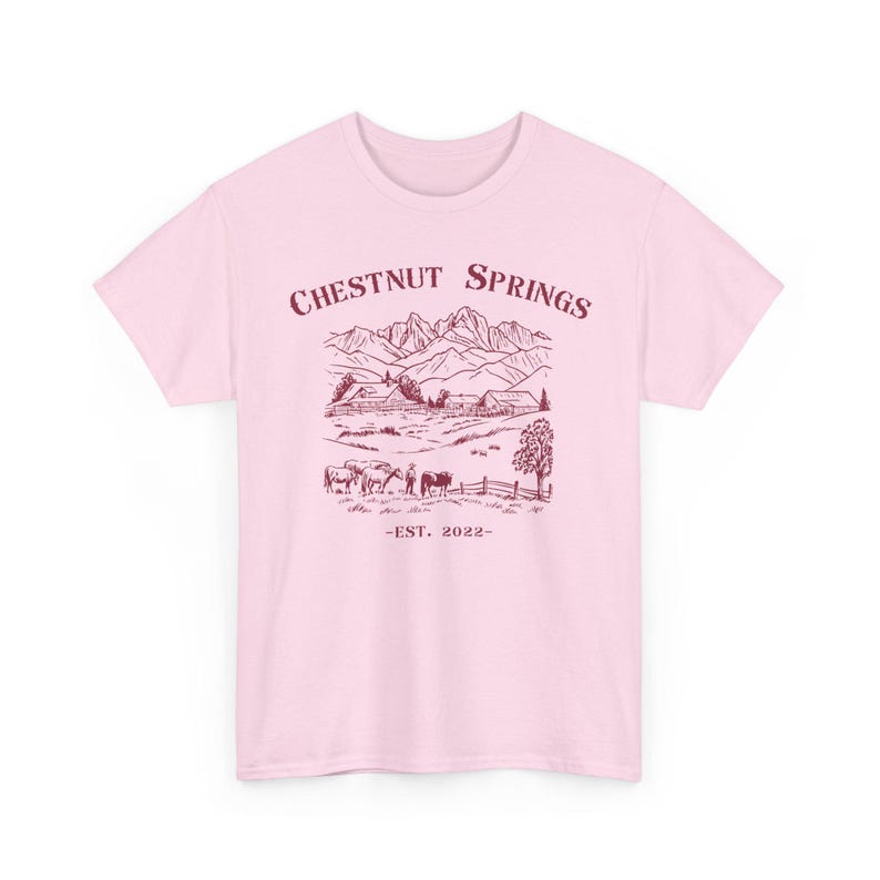 Chestnut Springs T-Shirt | Cowboy Romance Shirt, Country Shirt, Farm Life Light Pink