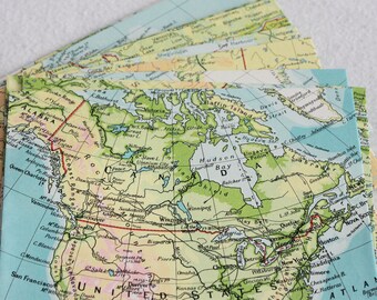 Recycled Map Envelopes / Oh Canada / Canadian Atlas Map Envelopes / set of 10, 4.5 x 6 by PrairiePeasant