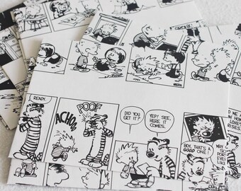 Recycled Envelopes Calvin and Hobbes Recycled Black and White Comic Book Envelopes, 4.5 x 6, set of 10 by PrairiePeasant