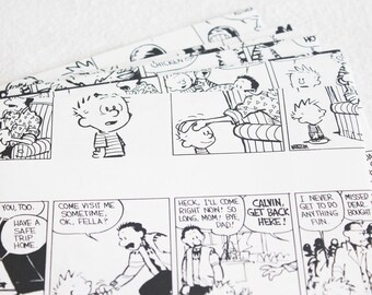 Recycled Envelopes Calvin and Hobbes Recycled Black and White Cartoon Comic Book Envelopes, 4.5 x 6, set of 10 by PrairiePeasant