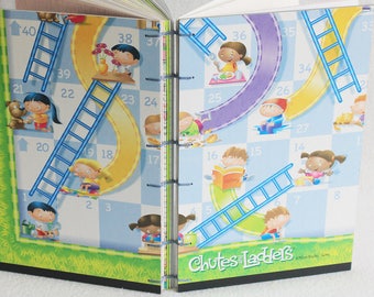 Chutes and Ladders Journal Recycled Game Board Book Upcycled Snakes and Ladders Board Game Notebook by PrairiePeasant