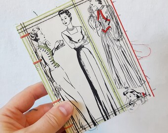 Vintage Sewing Pattern Journal / Loose Threads Notebook / Fashion Recycled Journal by PrairiePeasant