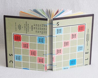 Scrabble Journal Recycled Game Board Book Upcycled Scrabble Gameboard version 09 by PrairiePeasant