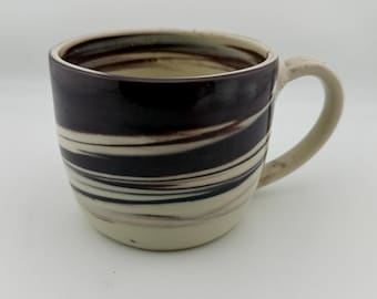 Purple and White Marbled Porcelain Mug Handmade Wheelthrown Marbleware Agateware Housewarming Gift