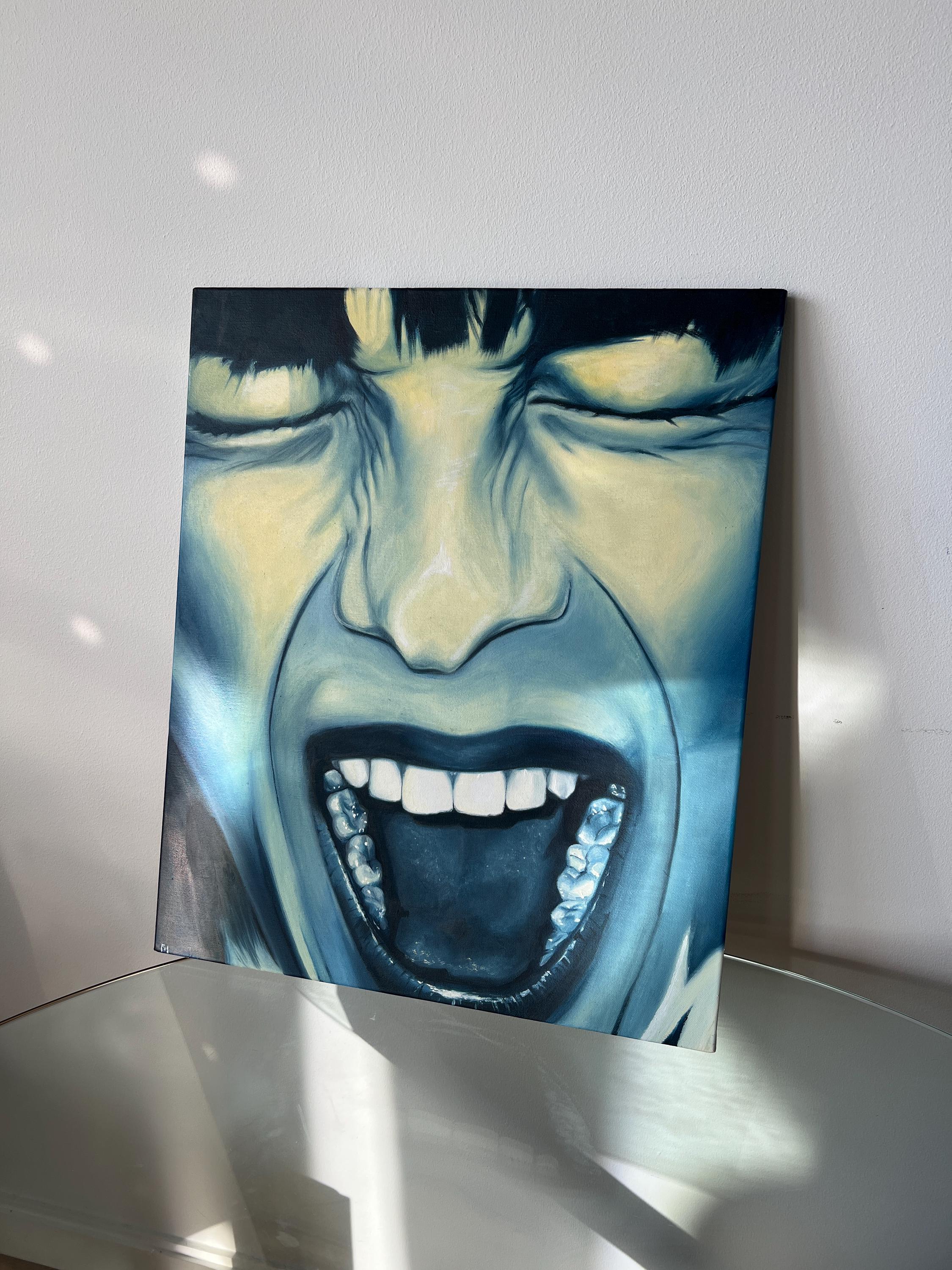 Inner Scream Inner Scream Art – Original Oil Painting, Blue & Yellow Realism - Etsy