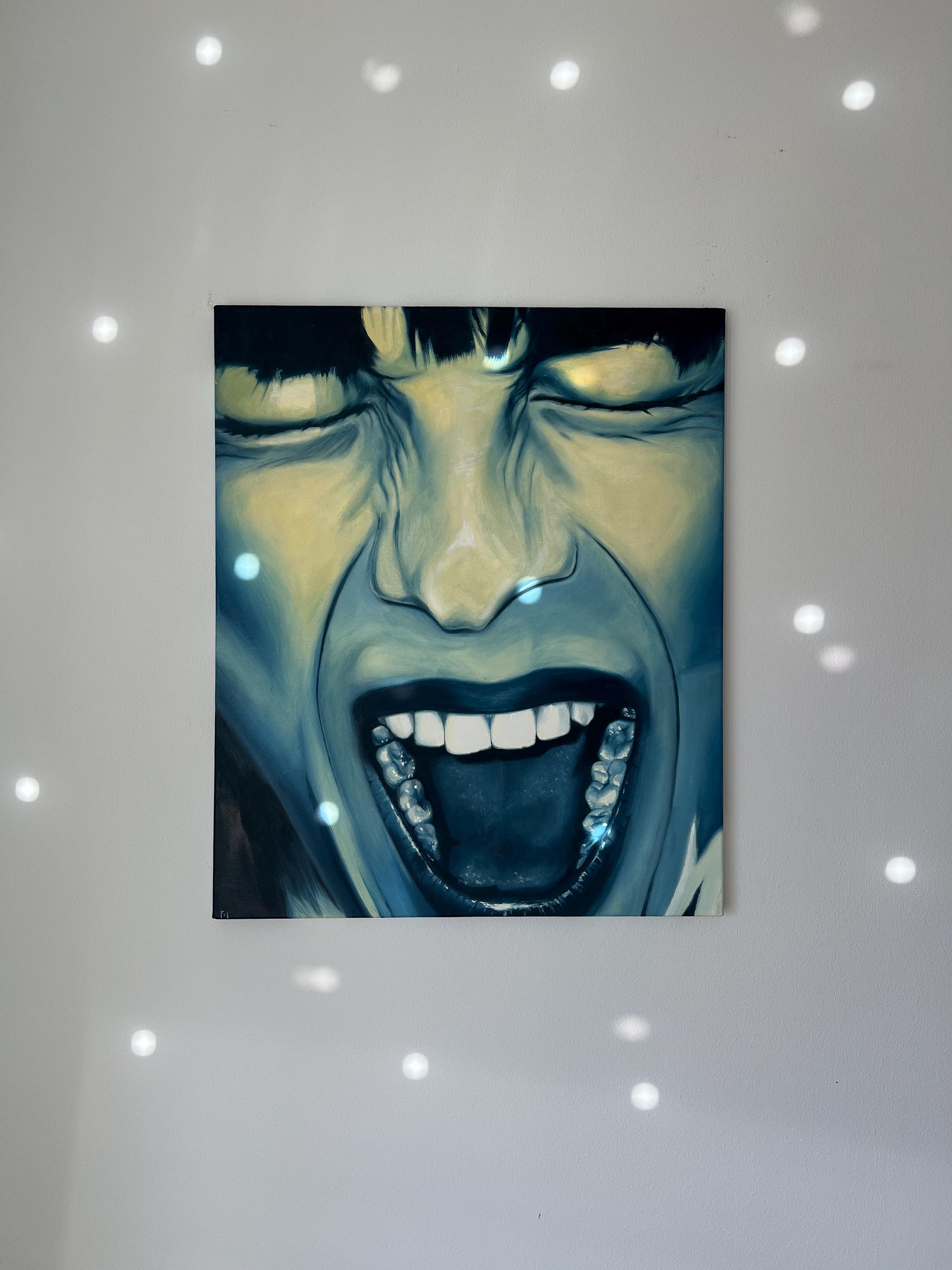 Inner Scream Inner Scream Art – Original Oil Painting, Blue & Yellow Realism - Etsy