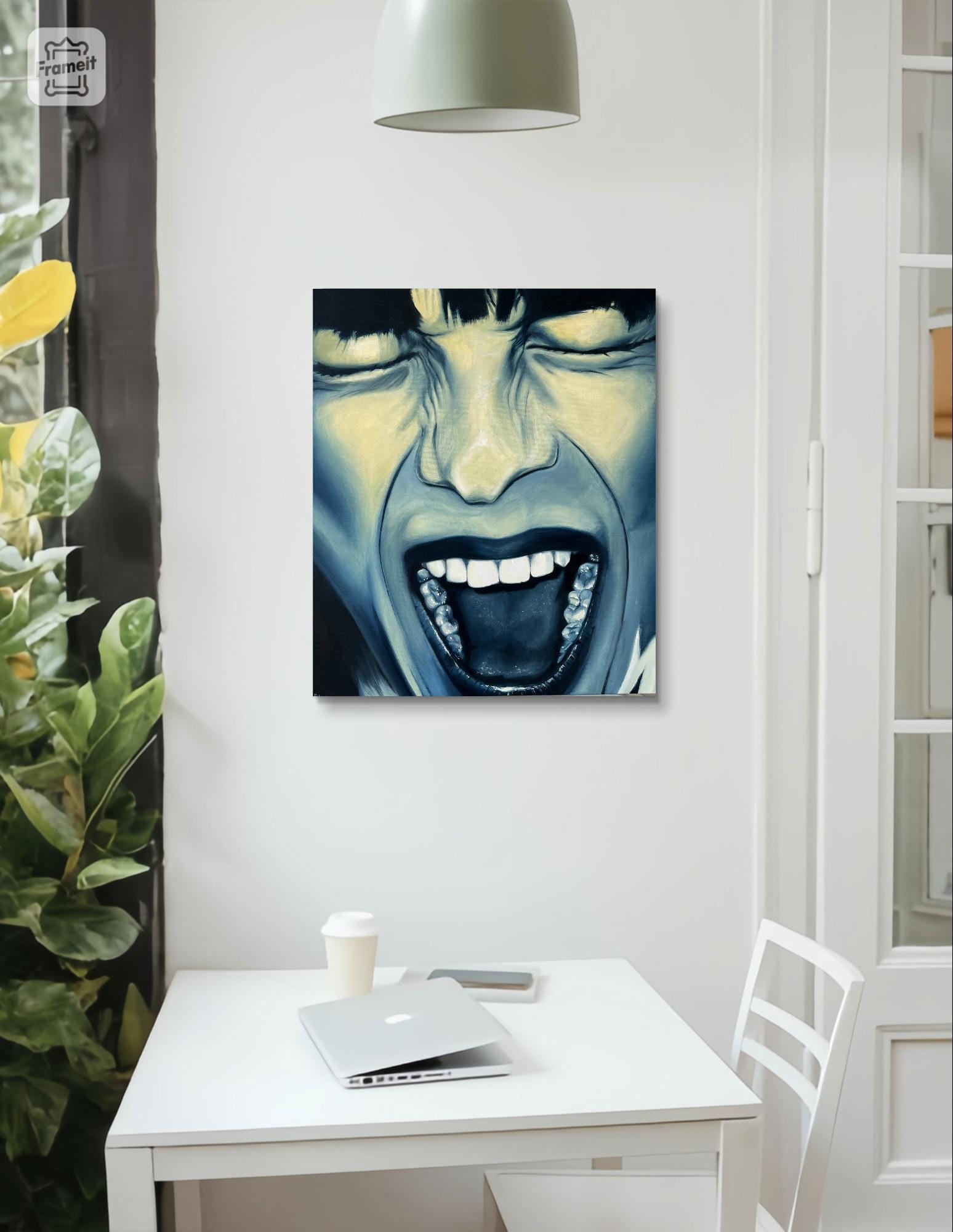 Inner Scream Inner Scream Art – Original Oil Painting, Blue & Yellow Realism - Etsy