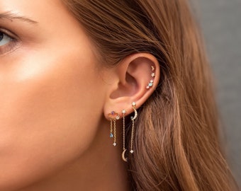 Stars and Moon Earring Set, Multiple Set Earrings, Minimalist Earring Set, Everyday Earrings, Dangle Earring, Stud Earring Set