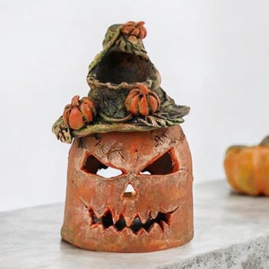 Pumpkin Candle Holder Tealight Halloween Decoration Pumpkin Halloween Decor Ceramic Pumpkin Light Witch Pumpkin Lantern Halloween Decor Lamp