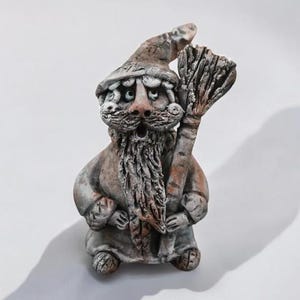 DOMOVOY Household Deity House Elf Figurine Domovoi Statuette Domovoy Slavic Clay Household Good Spirit Figure With Horn of Plenty Pagan